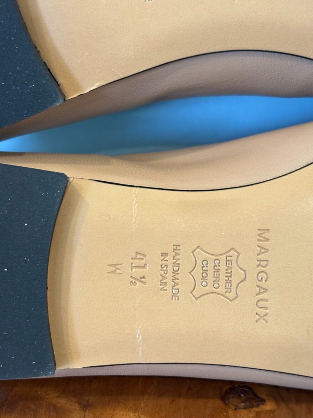 Margaux Captoe Pointe Dune and Black Nappa Leather Flats - 41.5 9.5/10 Wide - Picture 2 of 8